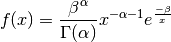 f(x) = \frac{\beta^\alpha}{\Gamma(\alpha)} x^{-\alpha-1} e^{\frac{-\beta}{x}}